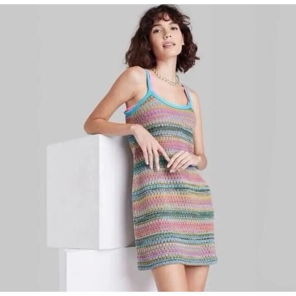 Wild Fable Crochet Tank Dress Multicolor Women’s S - Picture 1 of 1